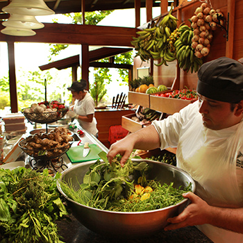 Aguila de Osa's Chef Preparing Salad With Fresh Ingredients